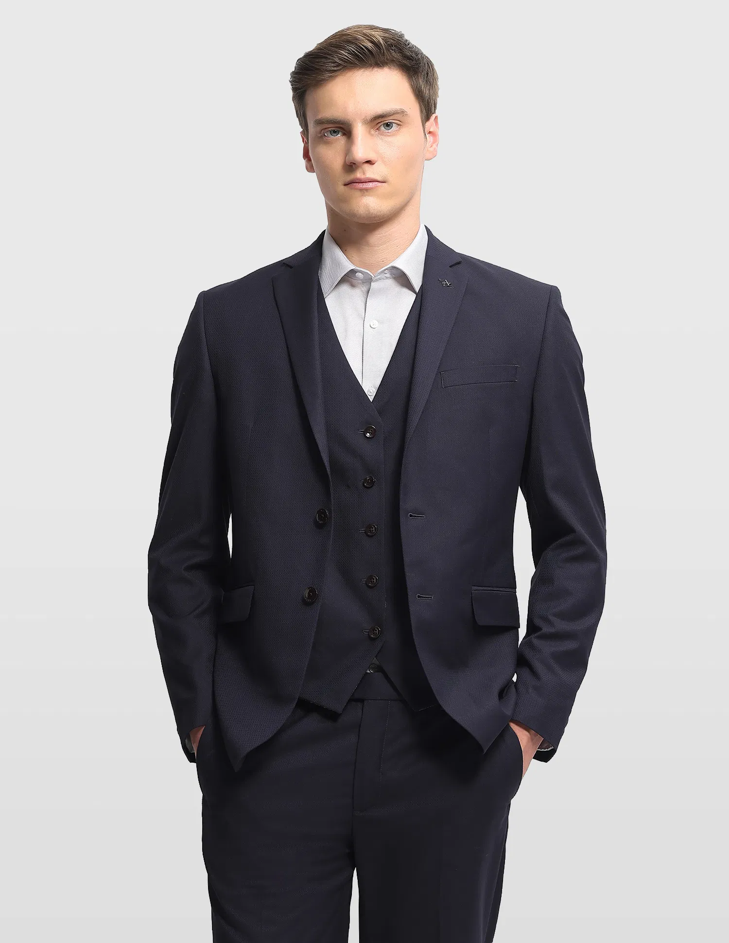 Arrow — Navy Textured Formal Shirt