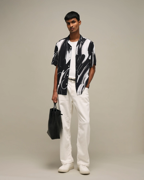 Mufti — Black Smoke Print Shirt