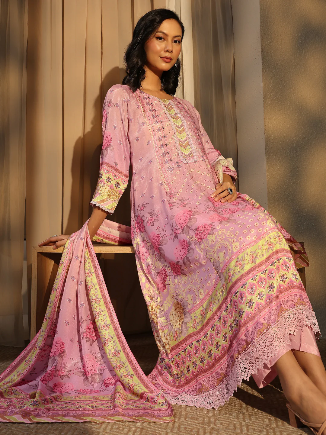 Libas — Ivory Embroidered Saree