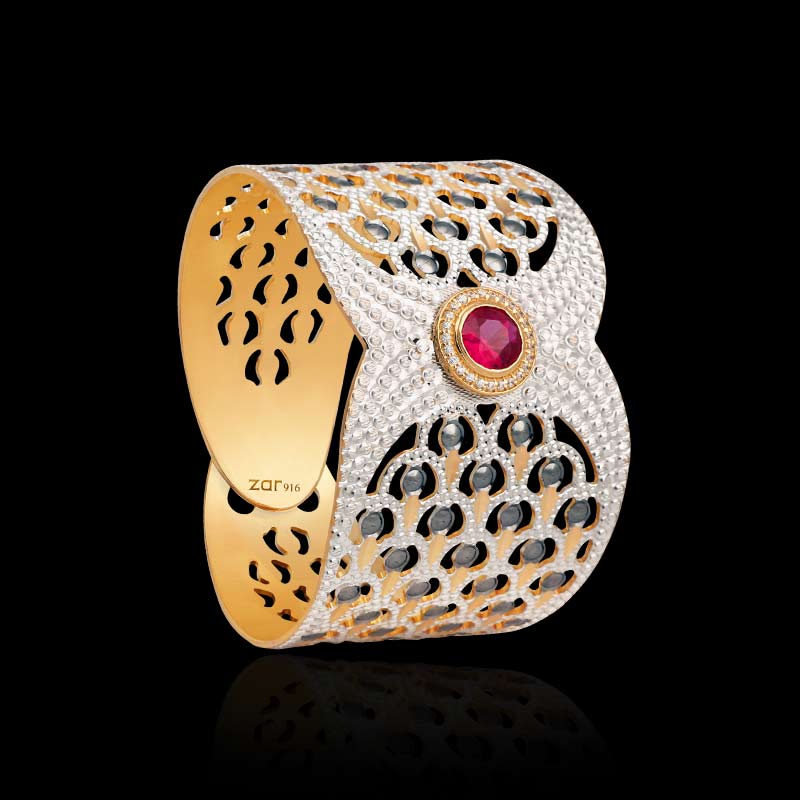 ZAR Ruby Wide Cuff Bangle