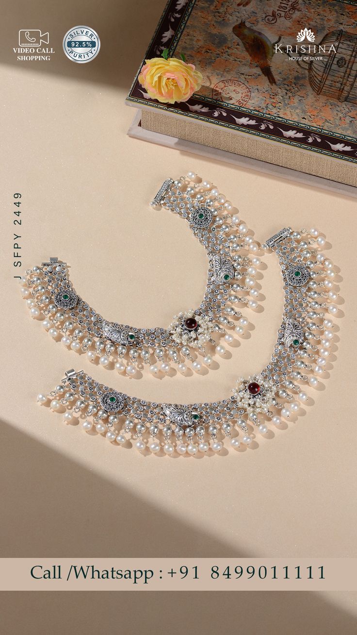 AMAN — White Silver Filigree Anklets