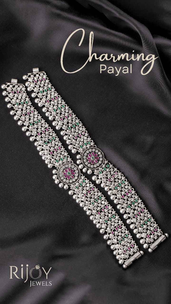 AMAN — Oxidised Silver Anklets