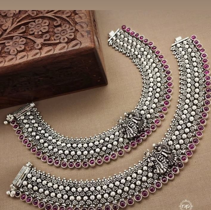 AMAN — Gemstone Silver Anklets